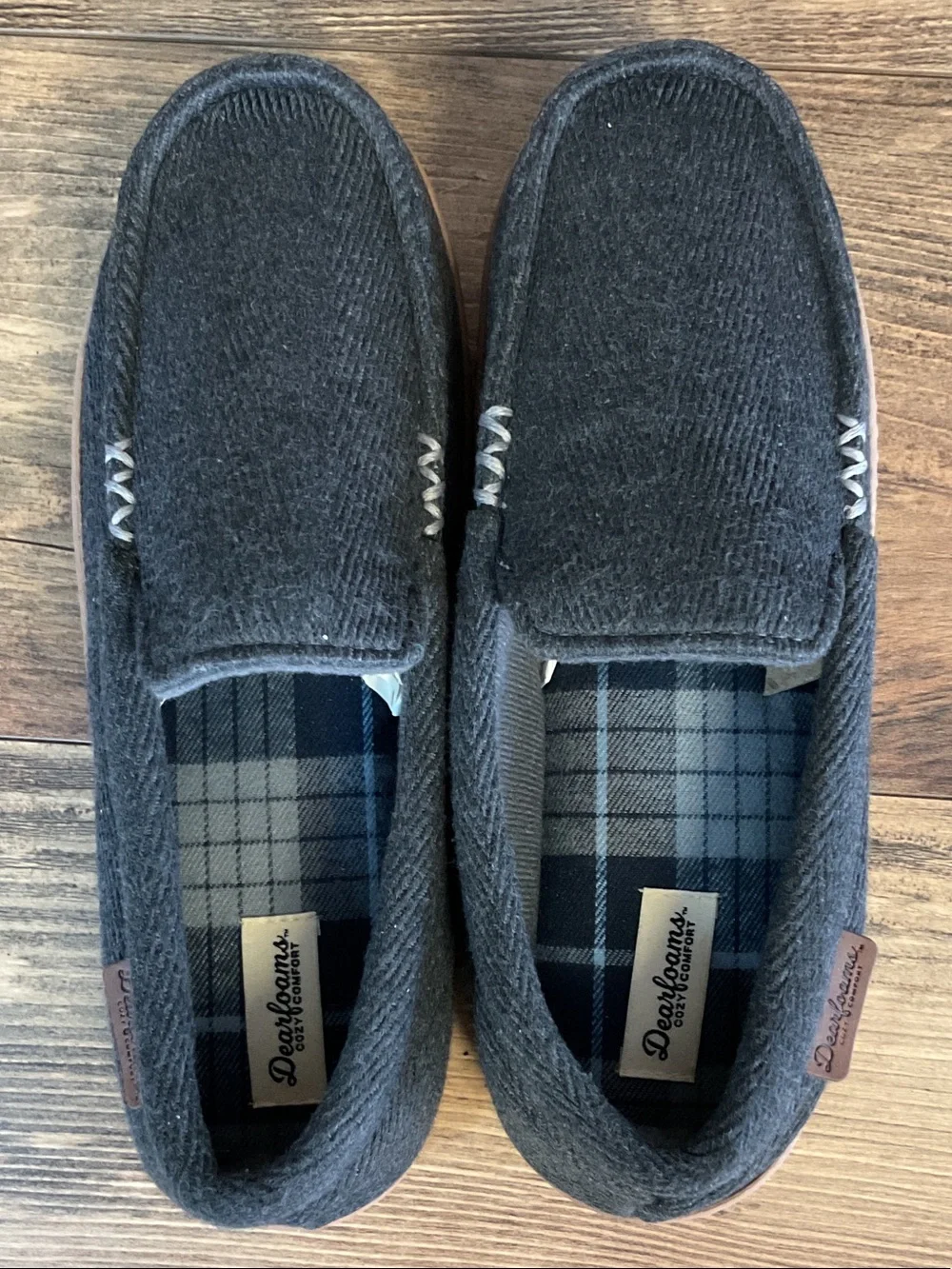 Dearfoams Men's Charcoal Slip-On Moccasin Loafers 7-8 Small